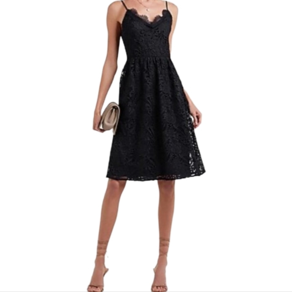 Express Navy Blue Elegant Lace‎ Overlay Party Cocktail Formal Dress Size Medium
